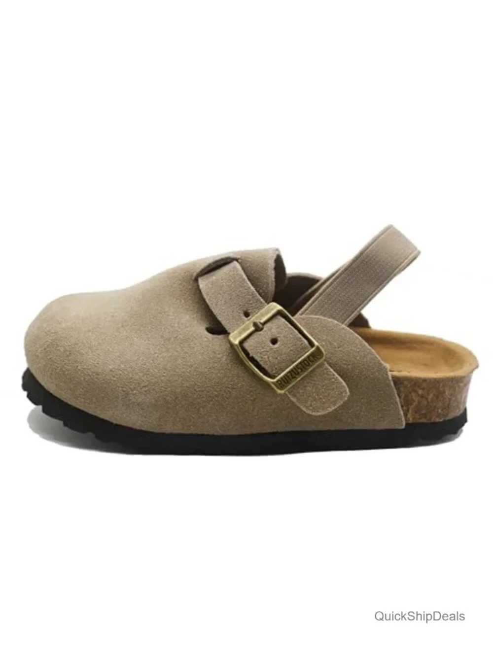 Kids Suede Clogs Toddler Boys Girls Adjustable Buckle Cork Insole Non-Slip EVA